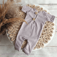 Luke newborn romper - short sleeves - cold dark beige