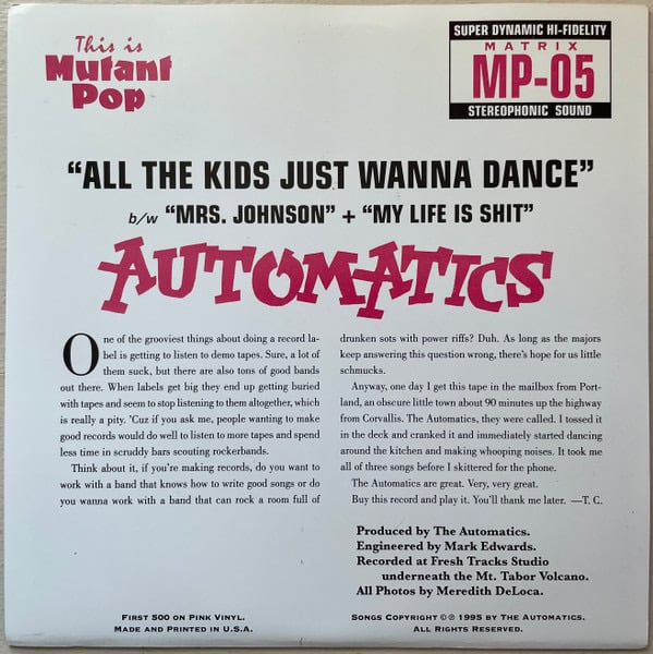 Automatics – All The Kids Just Wanna Dance 7”
