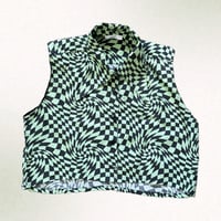Image 3 of long collar crop top shirt 