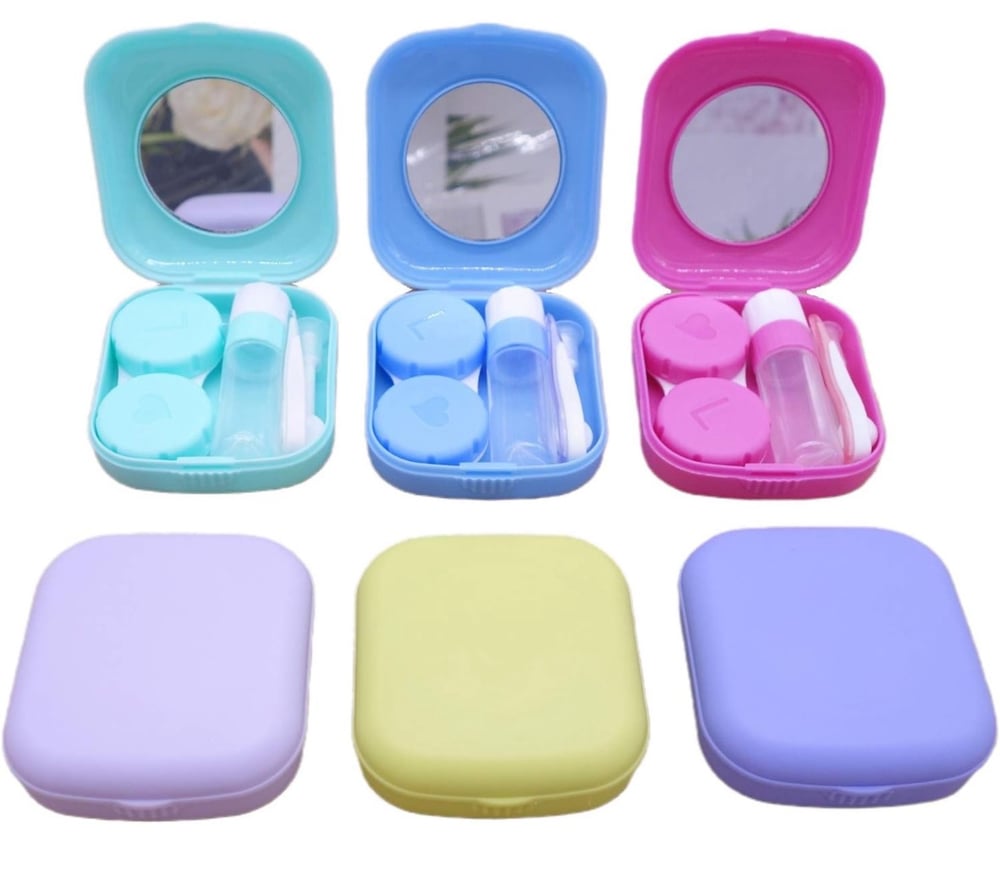Image of Contact Lens Case Kit Cute Travel Contact Case, All In One Soak Storage Container with Mirror