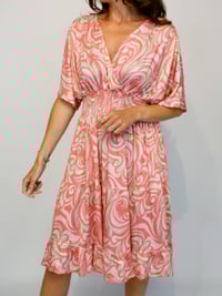 Image 1 of Paisley Print Cross Over Midi Dress
