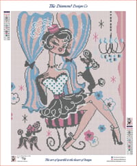 Image 3 of Fru Fru Sitting Pretty on Pink Full Size Diamond Painting by Miss Fluff