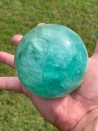 Image 4 of Aqua Fluorite Crystal Sphere #1822