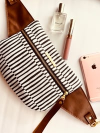 Image 1 of B&W stripes  crossbody