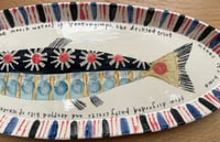 Image 3 of Deckled trout handbuilt and painted  earthenware plate 