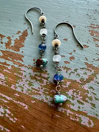 Image 2 of turquoise nugget and iolite dangle earrings