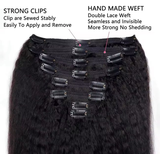 Kinky Straight Clip In Hair Extensions Real Human