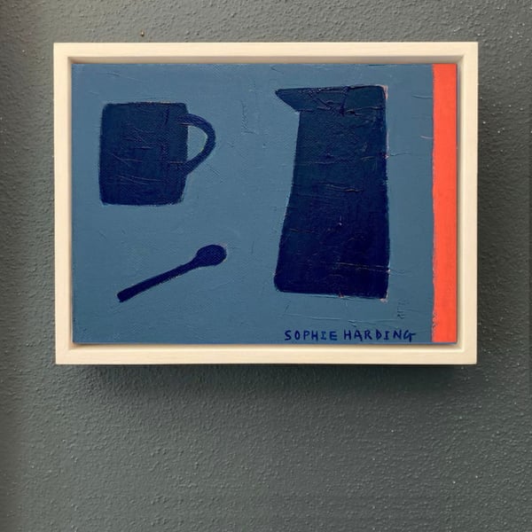Image of Cup, Jug and Spoon on Blue