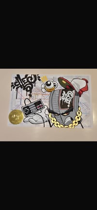 Limited 1 of 1 Hand Painted on Map 15cm by 22.5cm “IN CONTROL” Cheo Character signed And Stamped