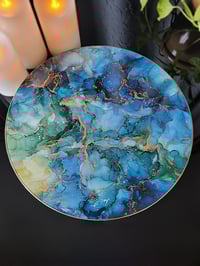Image 1 of 14" Lazy Susan Turntable Epoxy Resin Art 'The Emperor'