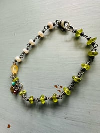 Image 8 of pearl and gemstone charm bracelet . sterling and 22k gold