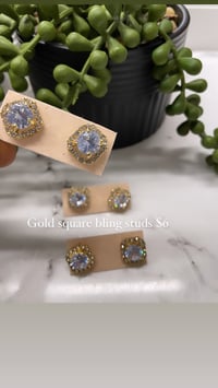 Gold blingy square studs