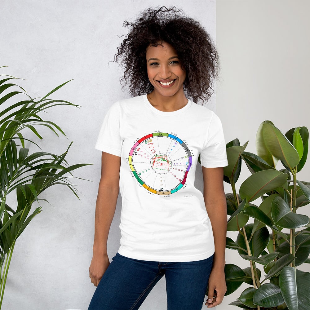 Image of Your Astrology Birth Chart Wheel only-Unisex t-shirt-white. Show your uniqueness!