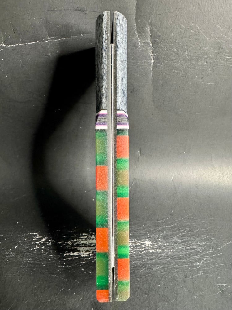 Image of Giraffe Bone & 3D Resin GLOW Segmented Knife Scales