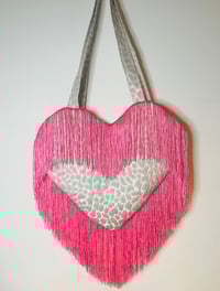 Image 5 of 💖 Silver & Hot Pink Heart Bag – Fringe Statement Piece