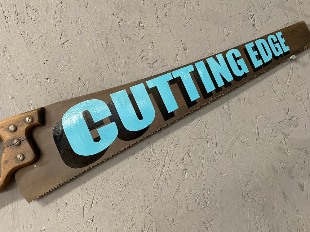 Image of Hand Painted Vintage Saw Cutting Edge
