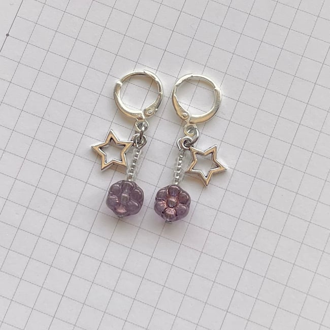 'starry grape' huggie hoop earrings