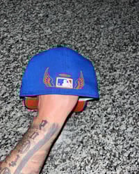 Image 2 of  1 of 1 ORANGE BRIM NY METS CUSTOM FITTED CAP