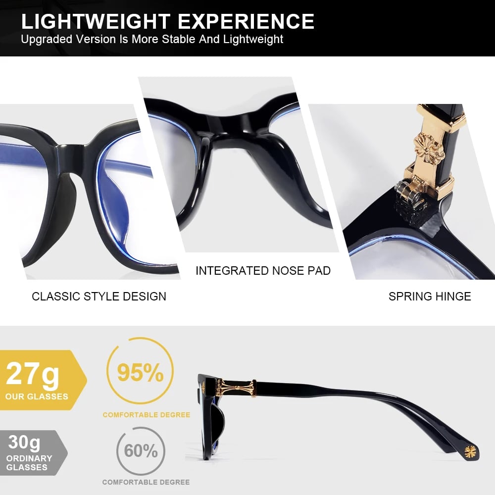 Image of Classic 1Pcs Square Anti Blue Light Glasses For Men And Women Black & Transparent Frame Unisex Compu