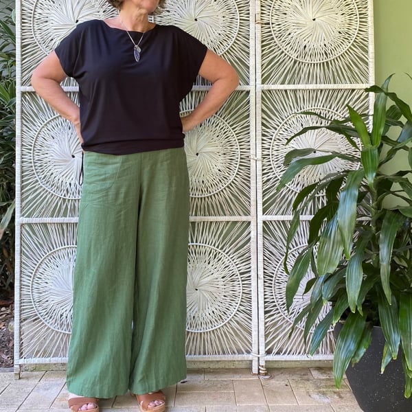 Image of Linea pants - Linen - Spring Green