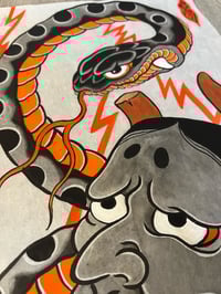 Image 2 of Hannya and snake original painting by Pliz 50x26cm