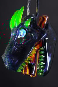Image 1 of Opalized dragon with uv horns m, uv teeth & 4mm cotton candy opal eyes 🔥