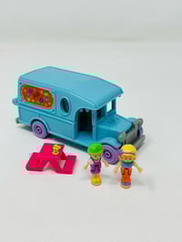 Image 1 of Polly Pocket vintage camion fleuriste bleu complet