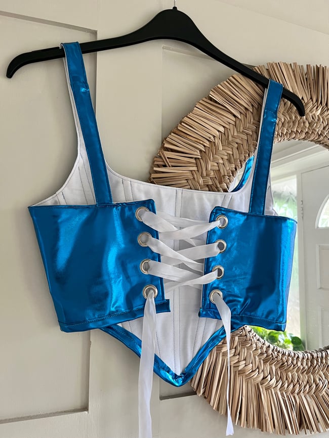 Handmade Alien, wet look, foil corset