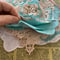 Image of antique aqua linen Rose adornment patch copy copy