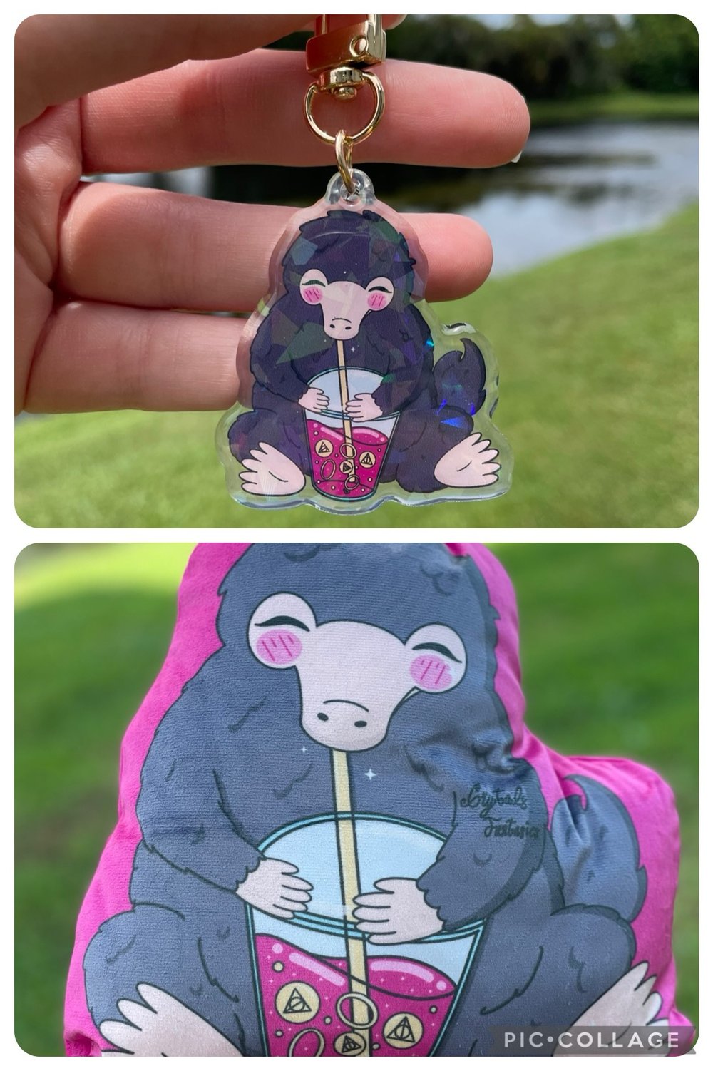 Image of Magical Creature Plush Pillow & Acrylic Keychain