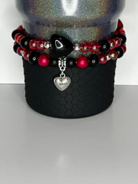 Image 1 of Black and Red Heart Tumbler Mini Bracelet Stack