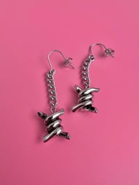 Image 1 of BARBED WIRE DROP CHAIN EARRINGS 