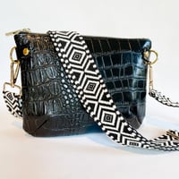 Image 2 of The Convertible in Black Croc Vegan Leather