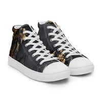 Image 2 of Gold and Black Tattered Texture Look Goth Inspired Women’s high top canvas shoes