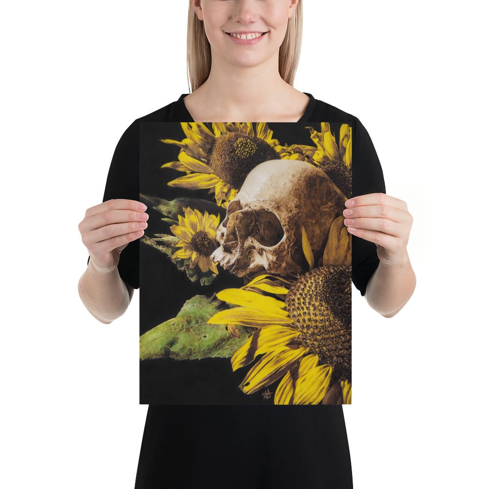 Photo Print: Skull and Sunflowers