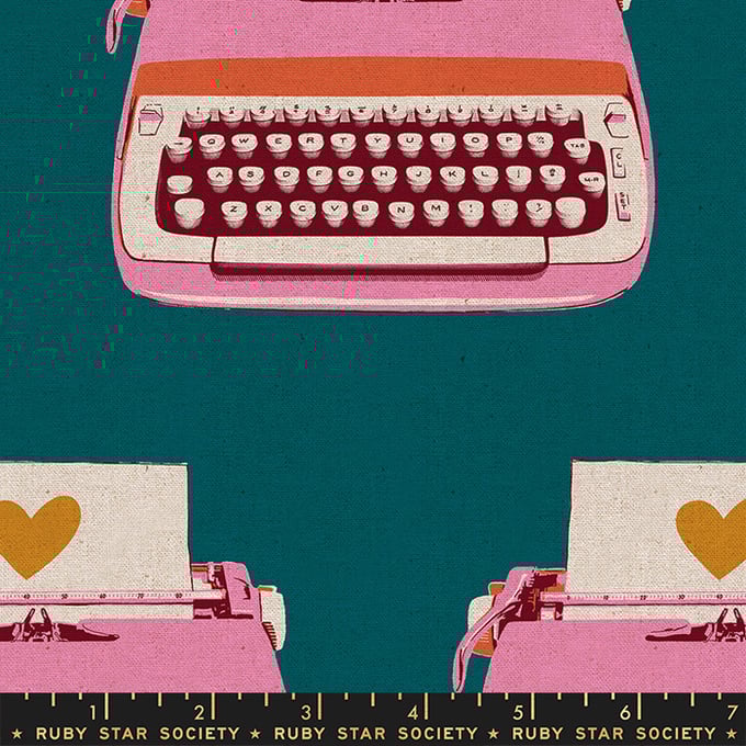 Image of Melody Miller canvas typewriters teal