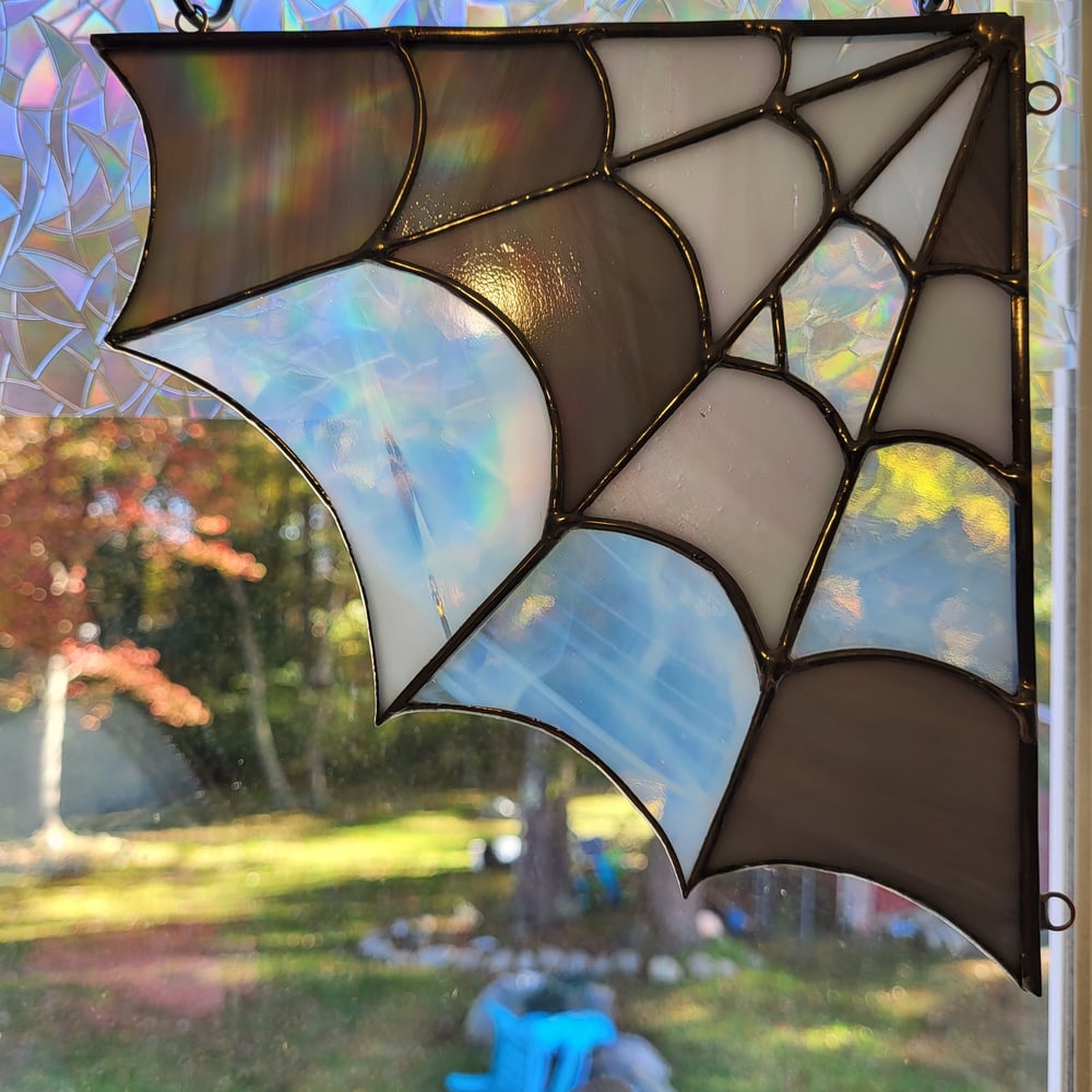 Stained Glass Corner Web Iridescent Version 2