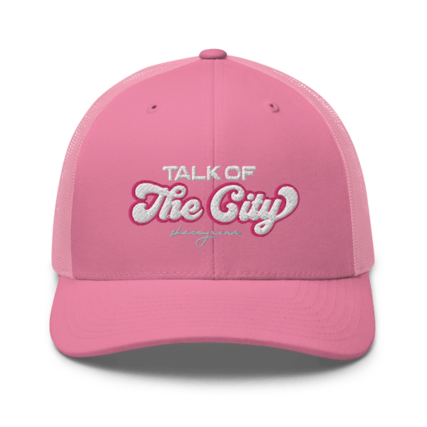 Image of “TALK OF THE CITY” Mesh Trucker Hat (WHITE/PINK)