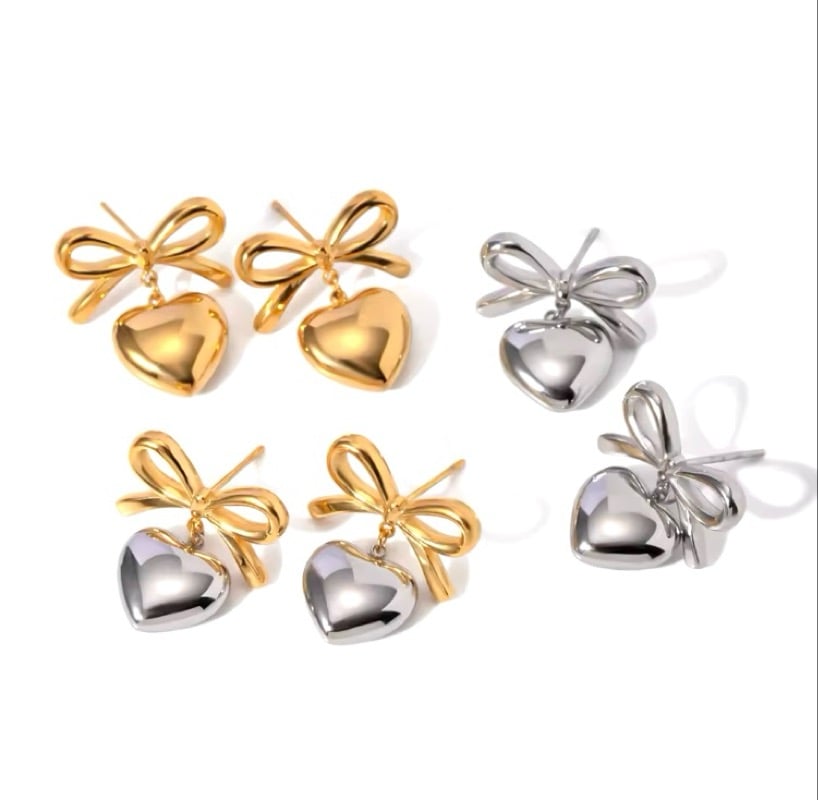 Image of Heart & Bow earrings 