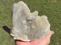 Image 1 of QR Code Fluorite On Druzy Quartz Matrix Specimen| Guizhou China #2943