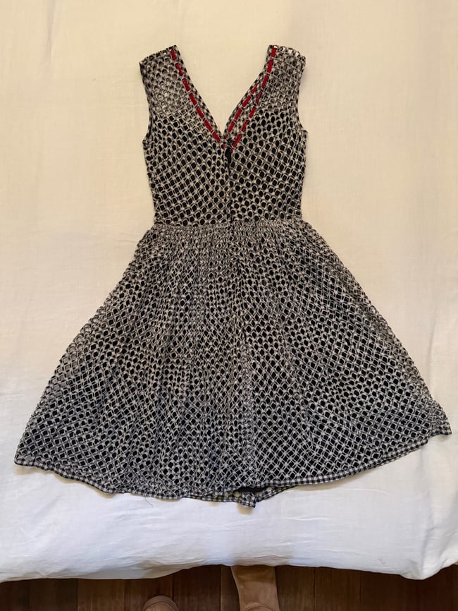 1960s gingham valentine dress heart embroidery 50s for flare circle skirt