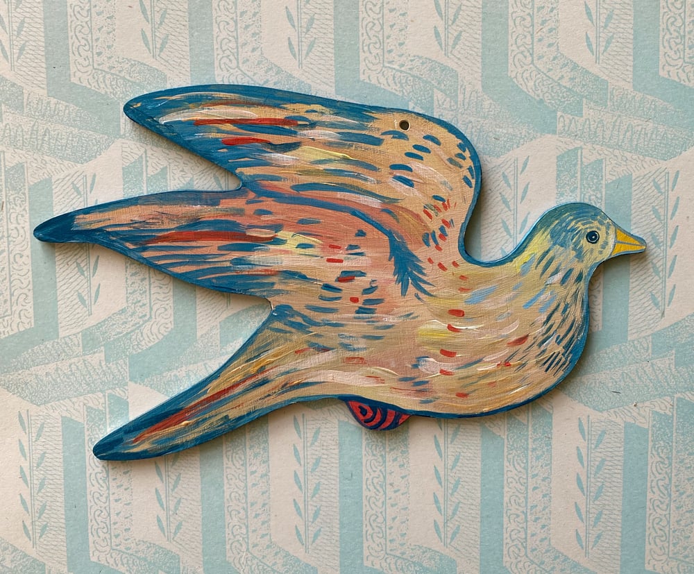 Image of Wooden painted bird C