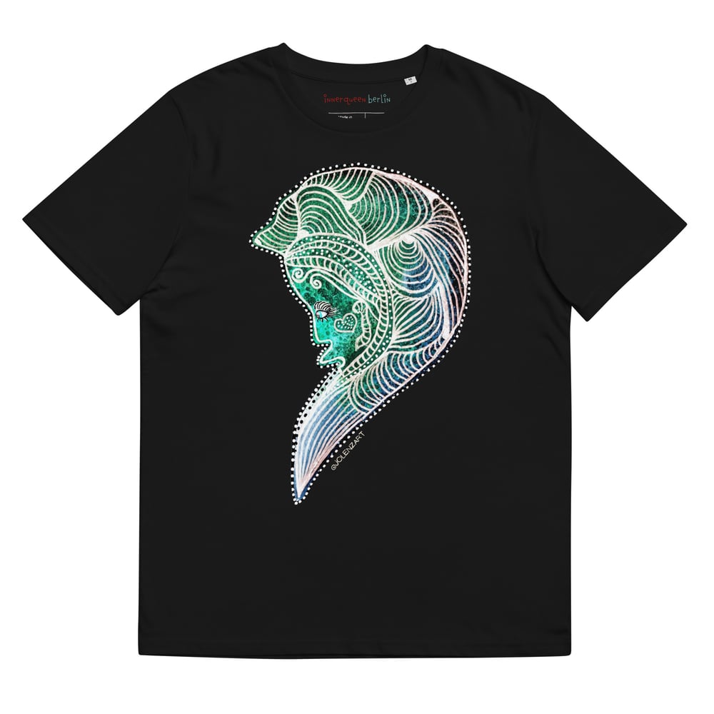 Image of Doodle head Unisex organic cotton t-shirt Turquoise