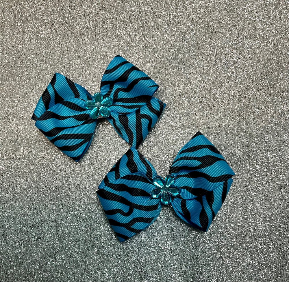 Mini blue zebra grosgrain SET