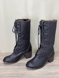 Image 2 of KELSI DAGGER shearling fur lined brown leather lace up boots