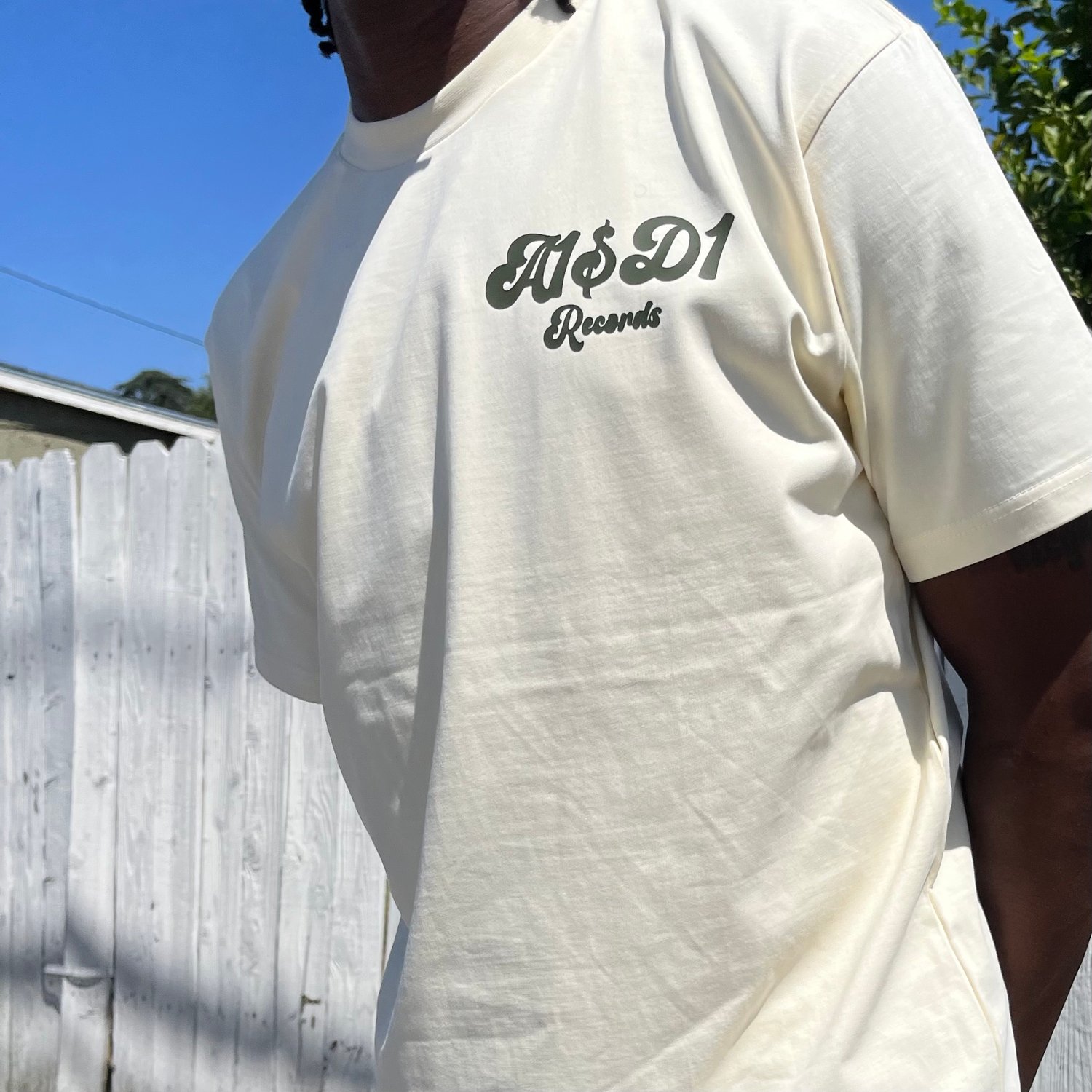 Image of A1$D1 Records Tee (Summer Collection)  Cream X Olive Green 
