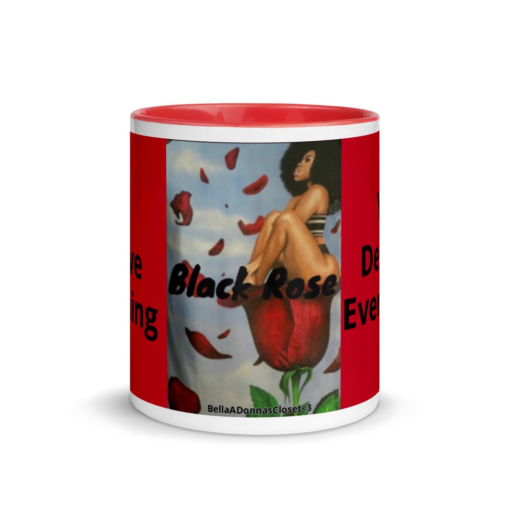 Image of Black Rose Mug with Color Inside 