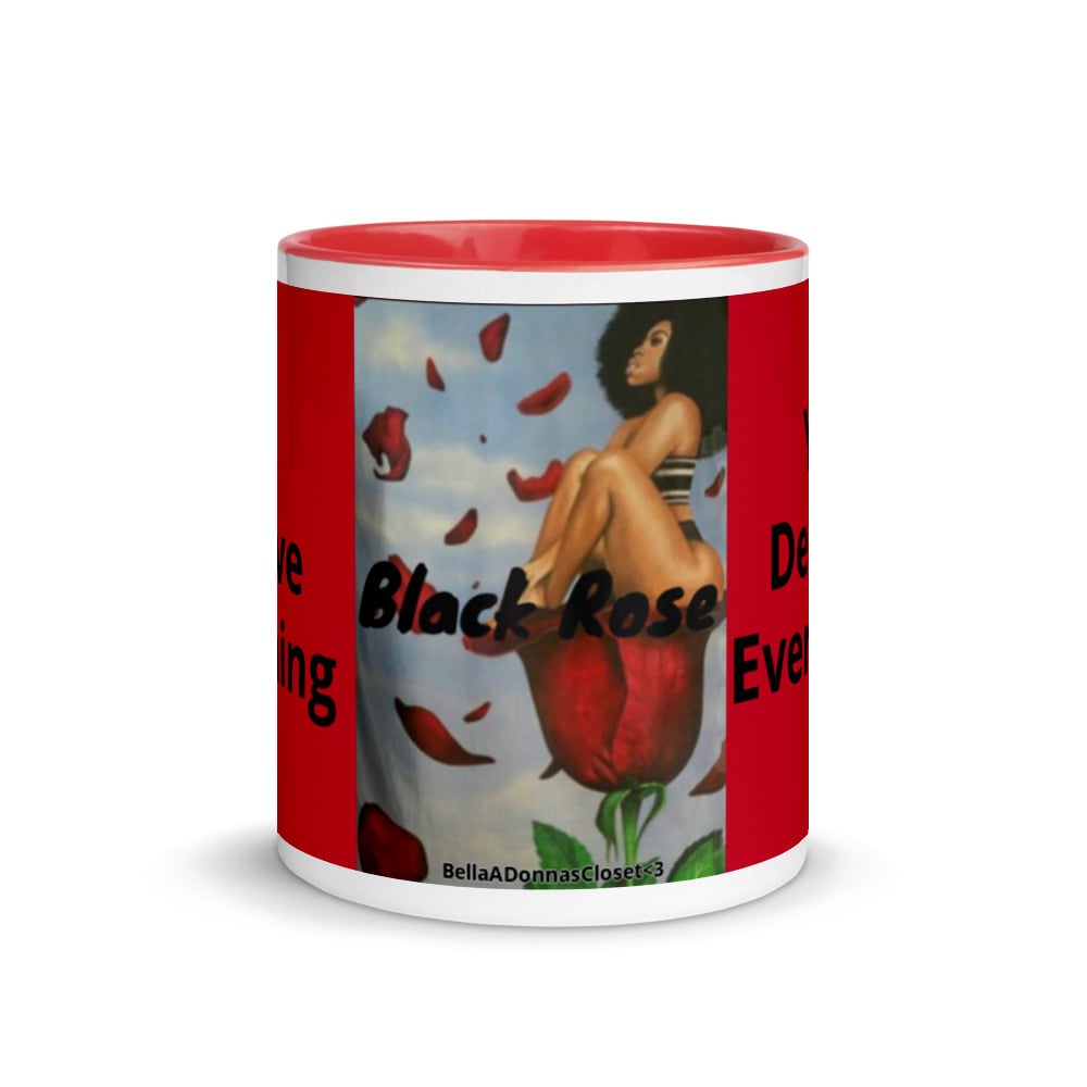 Image of Black Rose Mug with Color Inside