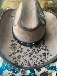 Image 1 of "Wild Flowers, Wild Horses" Hand-Burned Cattlemen Cowboy Hat