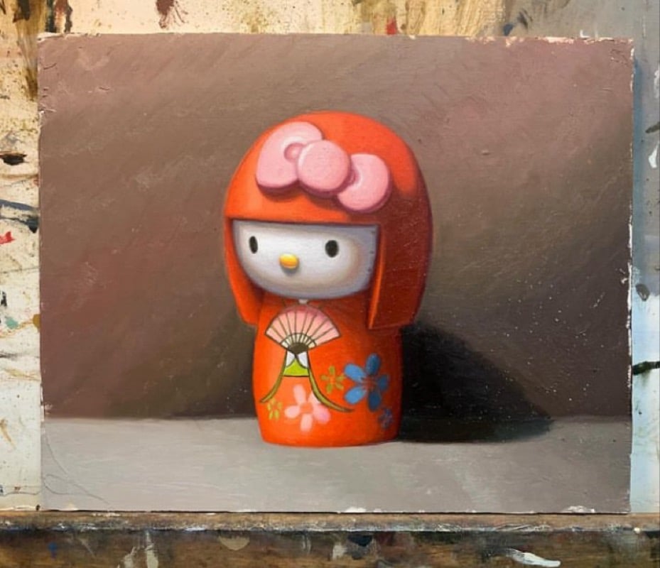 Image of Hello Kitty Original Oil on Wood